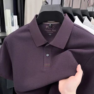 Solid Cotton Breathable Embroidered Men’s Shirt Short Sleeve Top Casual Business Young Middle-aged Dad Dress