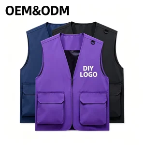 Solid Multi-Pocket Men’s Vest Classic Style for Office Manufacturer Supply Customizable Plus Size Plaid