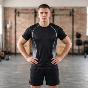 Sports Quick drying T shirt Set Breathable and Sweat wicking Fitness and Running Solid Color Sports Set in Stock