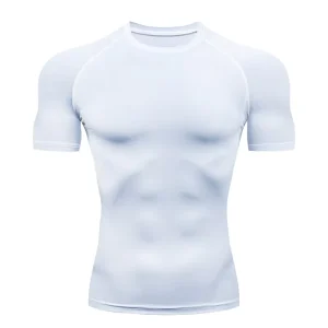 Sports Short Sleeved Men’s Quick Drying T Shirt Elastic Fitness Tops Breathable Compression Tshirt