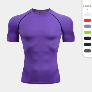 Sports Short Sleeved Men’s Quick Drying T Shirt Elastic Fitness Tops Breathable Compression Tshirt