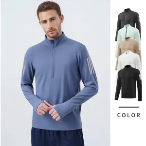 Sportswear Men Active Wear 1 4 Zip up Sweatshirts Running Men’s T shirts Workout Long Sleeve Tight Compression Gym T Shirt