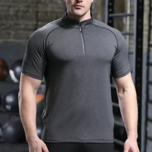 Sportswear Men Sports Running Casual Wear Spandex Men’s Sports T-Shirt Workout Gym Short Sleeve Shirts for Man