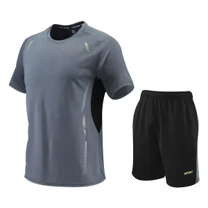 Sportswear Solid Color Men Workout Clothes Fitness Outdoor Sports Casual Training Wear Set
