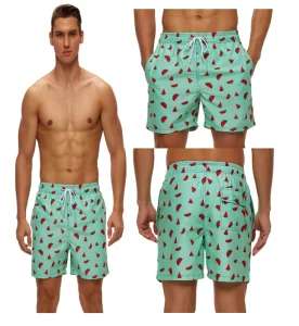 Sporty Men’s Eco-Friendly Breathable Waterproof Quick Dry 100% Polyester Sublimation Swim Shorts Mid Waist Drawstring