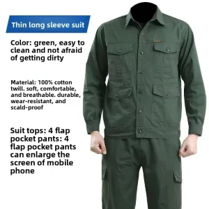 Spring Autumn Breathable Workwear Thin Shirt Pants Suit Men’s Tactical Uniform Set