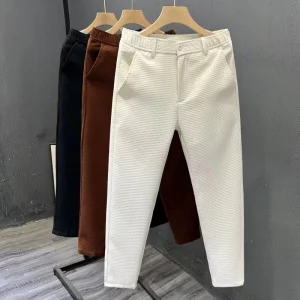 Spring Autumn Hot Selling Korean Version of the Trend Men’s Casual Zipper Long Straight Slim Suit Pants Office Men’s Pants