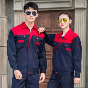 Spring Autumn Long Sleeve Men’s Workwear Set Wear Resistant Tops Work Uniforms Factory Clothes Labor Protection Outfits