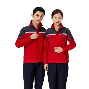 Spring Autumn Men’s Cotton Workwear Set Long Sleeve Embroidered Shirt Printed Lettering Wear Dirt Resistant Labor Protection