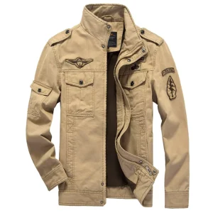 Spring Autumn Men’s Tactical Bomber Jacket Zipper Windproof Street Trend Fashion Sport Workwear 100% Cotton Versatile New
