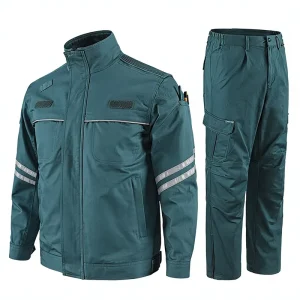 Spring Autumn Pure Cotton Anti Static Embossed National Grid Men’s Electrician Labor Protection Work Clothes Set