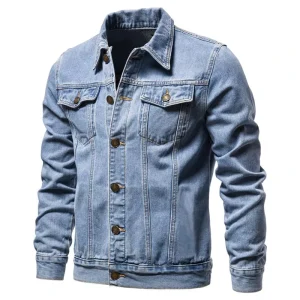 Spring New Men’s Slim Fit Denim Jacket Plus Size Fashionable Casual Cardigan Jacket Coat
