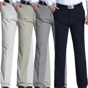 Spring Straight Leg Cotton Business Pants Regular Fit Midweight Zipper Fly Men’s Casual Pants OEM Service Men’s Trousers