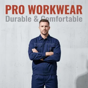 Spring Summer Men’s Long Sleeved Breathable Anti Abrasion Polyester Scrub Uniform Safety Clothing Set for Industrial Auto Repair