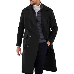 Spring and Autumn Double Breasted Trench Coat Men’s Fashion Long Overcoat for Men