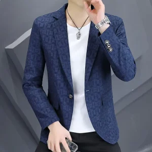 Spring and Autumn New Men’s Luxury Jack Slim Fit Single Breasted Suit Jacket Korean Style Trendy Plaid Men’s Suits & Blazer