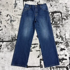 Straight Leg Jeans Mens Washed Vintage Effect Denim Pants Casual Streetwear Fashion Customizable