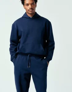 Street Wear Jogger Men’s Hoodies Sweatshirt Sets 100% Premium Cotton Hoodie Set Heavyweight Running Men’s Tracksuit in Navy Blue