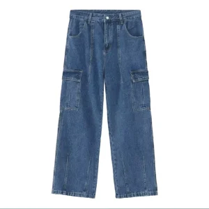 Street Wide-leg Cargo Pants for Men and Women Straight-leg Loose Slimming Retro Denim Trousers