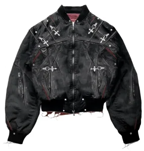 Streetwear Cotton Waxed Canvas Fireman Clasp Cropped Vintage Acid Wash Zip up Pilot Winter Coats Bomber Jacket for Men