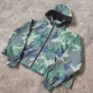 Streetwear Custom Camouflage Cotton French Terry Zip up Hoodie Camo Acid Wash Distressed Hoodies for Men