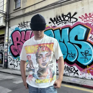 Streetwear Custom Men’s 210 230 280gsm Cotton Distressed Dtg Printed Tee Graphic Acid Wash T-shirt Oversized Boxy t Shirt Man