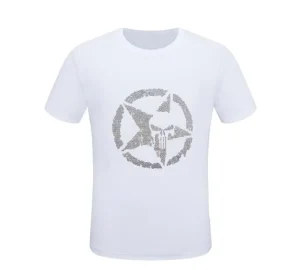Streetwear Europe style men’s rhinestone t-shirt comfortable cotton tees