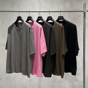 Streetwear Oversized 100% Cotton Knitted Men’s T Shirts Boxy for Sleeve 310 Grams Heavyweight Acid Wash Animal Print Vintage