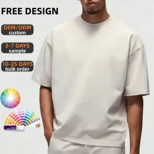 Streetwear Oversized Short Sleeve Casual Boxy Fit T-Shirt Custom Embroidered Men’s 100% Cotton Crew Neck T Shirt