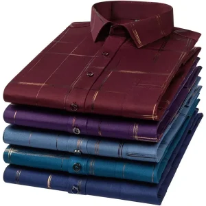 Stretch Anti-wrinkle Long Sleeve Shirt Casual Plus Size Men’s Shirts