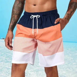 Striped Beach Shorts Men Fashion Swimwear Board Shorts Trunk Gym Fitness Pants Men’s Briefs Swimsuit Kids Beachwear Short Boy