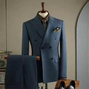 Striped Business Suit Printed Blazer for Men Double Breasted Blazer Hommes for Groomsmen Plus Size Men’s Sets