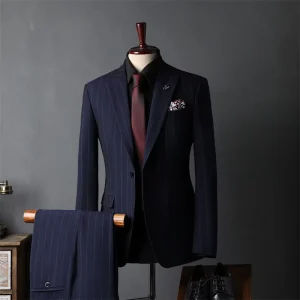 Striped Men’s Jackets Full Suit Men’s Wedding Suit British Style Business From Italy High Quality Men Executive Clothing
