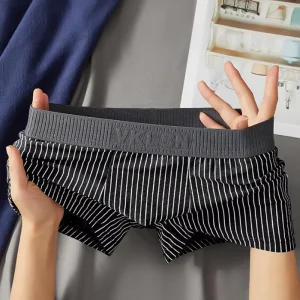 Striped Seamless Men’s Underwear Mid waist High Elastic Boxer Briefs Comfortable Breathable Boxer Briefs Youth Shorts