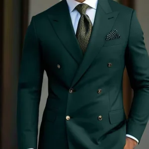 Stylish Solid Color Notch Lapel Slim Fit Men’s Suit Set Business Banquet Wedding Tuxedos 2 Pieces (Jacket+Pant)