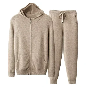 Suit For Men Cashmere Man Suit Thickened Recreational Sports Hoodie Zipper Knit Cardigan Loose Pants