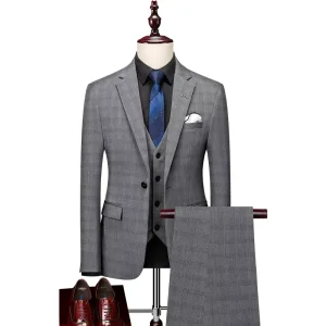 Suits Blazer Tux Vest & Trousers One Button Business Wedding Prom Men’s Slim Fit 3 Piece Suits for Men