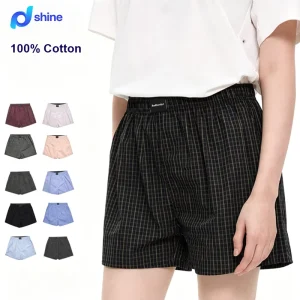 Summer 100% Cotton Solid Color Loose Beach Men’s Drawstring Casual Mid Waist Waterproof Shorts