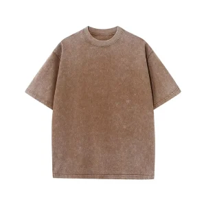 Summer 270g Heavy Washed Distressed Retro Short Sleeve T Shirt Men’s Loose Fashion Brand Half Sleeve T Shirt