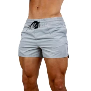 Summer 90% Nylon 10% Spandex Elastic Slim Fit Fitness Men’s Shorts Running Training Beach 3 Inch Sports Gym Shorts for Men