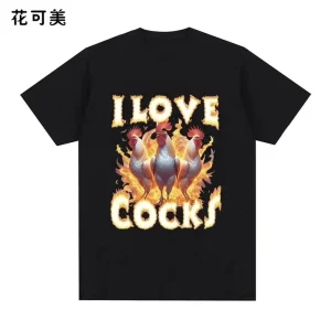 Summer American-style Casual Funny Quirky Trendy Men’s T-shirt Pure Cotton Loose-fitting Short-sleeved Cartoon Couple’s Top