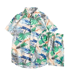 Summer Breathable Short Sleeved Floral Shirt 100% Bamboo Fiber Casual Loose Jacket Men’s Beach Travel