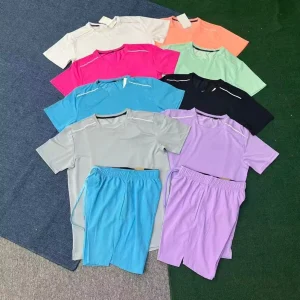 Summer Casual Loose Fitness Training Short Sleeved Quick Drying Sports Shorts Top T shirt Set for Both Men Outdoor Activewear