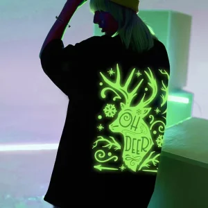 Summer Casual Men’s T-shirt Custom Luminous Vinyl Printing logo Reflective Tshirts Glowing in Dark Plus Size Men’s T-shirts