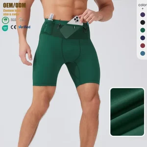 Summer Compression Shorts Outdoor Marathon Running Tights Mens High Elastic Fitness Multi-Pocket Drawstring Shorts