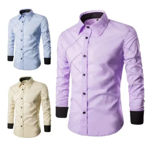 Summer Cotton Shirt Designs for Men Long Sleeve 100% Cotton Custom Casual Dress Shirt
