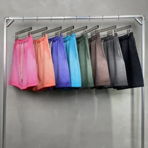 Summer Custom Logo Heavy Weight 430 GSM 100% Cotton Wax Dyed Acid Wash Vintage Shorts for Men