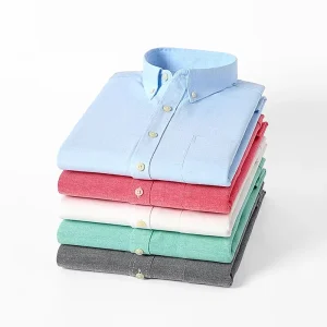 Summer Custom Oxford Cotton Shirts for Men Solid Work Shirt Long Sleeve Casual Mens Shirts