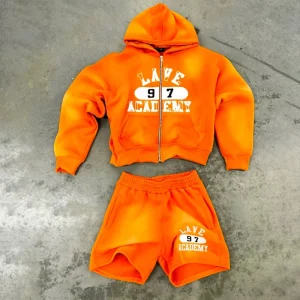 Summer Custom Printed Breathable 500g Acid Wash Cropped Hoodie Vintage Sun Faded Zip 100% Cotton Streetwear Shorts Set for Men