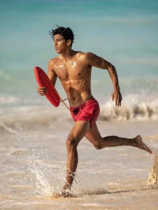Summer Custom Swimwear Manufacturer’s Men’s Quick-Dry Sequined Zippers Anti-UV Eco-Friendly Red Board Shorts Swimming Swim Trunks